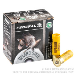 250 Rounds of 20ga Ammo by Federal Upland Steel - 3/4 ounce #6 steel shot