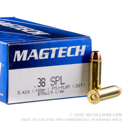 50 Rounds of .38 Special Ammo by Magtech - 130gr FMJ