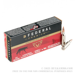 20 Rounds of .224 Valkyrie Ammo by Federal Premium - 60gr Nosler Ballistic Tip