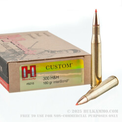 20 Rounds of .300 H&H Mag Ammo by Hornady - 180gr Interbond