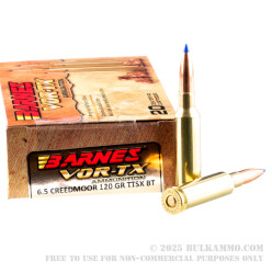 20 Rounds of 6.5 Creedmoor Ammo by Barnes VOR-TX - 120gr TTSX BT