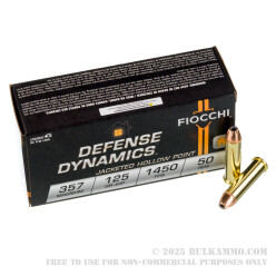 50 Rounds of .357 Mag Ammo by Fiocchi - 125gr JHP