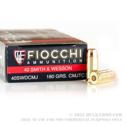 1000 Rounds of .40 S&W Ammo by Fiocchi - 180gr CMJTC