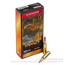 20 Rounds of .300 WSM Ammo by Winchester Copper Impact - 150gr Copper Extreme Point