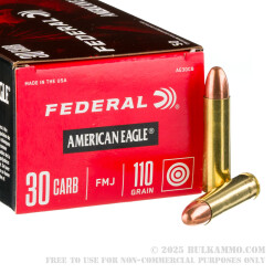 50 Rounds of .30 Carbine Ammo by Federal - 110gr FMJ