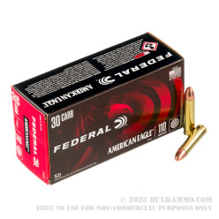 50 Rounds of .30 Carbine Ammo by Federal - 110gr FMJ