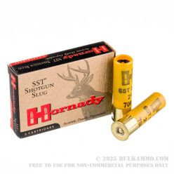 5 Rounds of 20ga Ammo by Hornady - 250gr Sabot Slug