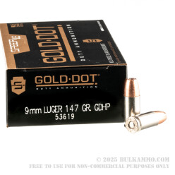 50 Rounds of 9mm Ammo by Speer Gold Dot LE - 147gr JHP