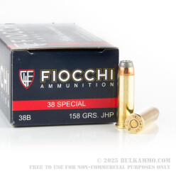 50 Rounds of .38 Spl Ammo by Fiocchi - 158gr JHP