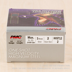 12 ga - 2-3/4" - 1 1/8 oz. - Steel #2 Shot - High Velocity Magnum Steel Load - PMC - 250 Rounds