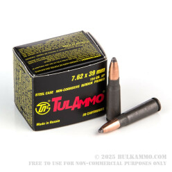 20 Rounds of 7.62x39mm Ammo by Tula - 154gr SP