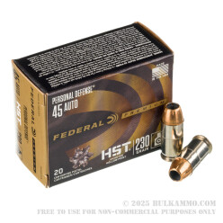 20 Rounds of .45 ACP Ammo by Federal - 230gr JHP