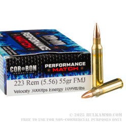 20 Rounds of .223 Ammo by Corbon Performance Match  - 55gr FMJ