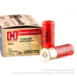 10 Rounds of 12ga Ammo by Hornady Varmint Express -  #4 Buck