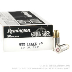 500 Rounds of 9mm + P Ammo by Remington Golden Saber - 124gr BJHP