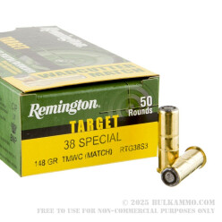 500 Rounds of .38 Spl Ammo by Remington Target - 148gr Lead Wadcutter