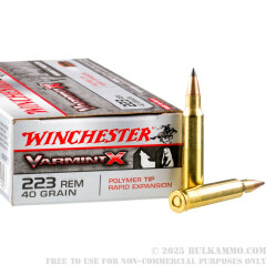 200 Rounds of .223 Rem Ammo by Winchester Varmint X - 40gr Polymer Tipped