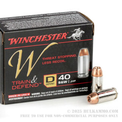 200 Rounds of .40 S&W Ammo by Winchester W Train & Defend - 180gr JHP