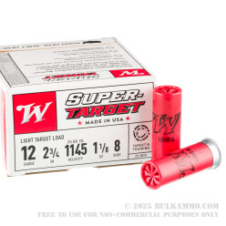 250 Rounds of 12ga Ammo by Winchester - 1 1/8 ounce #8 shot