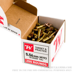 800 Rounds of 5.56x45 Ammo by Winchester USA - 55gr FMJ