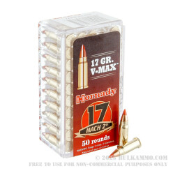 50 Rounds of .17HM2 Ammo by Hornady - 17gr V-MAX