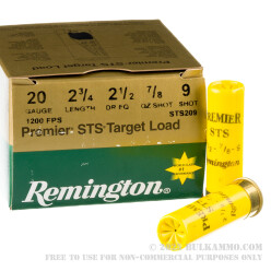 25 Rounds of 20ga Ammo by Remington Premier STS - 7/8 ounce #9 shot