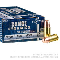 50 Rounds of 9mm Ammo by Fiocchi - 158gr FMJ