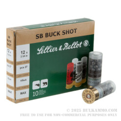 10 Rounds of 12ga Ammo by Sellier & Bellot - 1 1/4 ounce #4 Buck