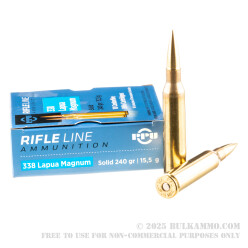 10 Rounds of .338 Lapua Ammo by Prvi Partizan - 240gr Solid Copper