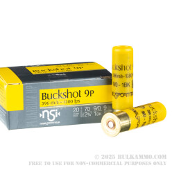 200 Rounds of 20ga Ammo by NobelSport - 9 pellet #1 buckshot