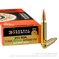 200 Rounds of .223 Ammo by Federal Sierra Match King - 77gr HPBT