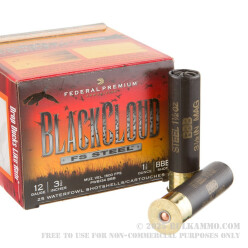 25 Rounds of 12ga Ammo by Federal Blackcloud - 3-1/2" 1 1/2 ounce BBB