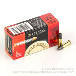 50 Rounds of .22 LR Ammo by Federal Gold Medal Premium Match - 40gr LRN