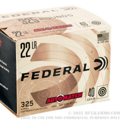 325 Rounds of .22 LR Ammo by Federal Champion AutoMatch Target - 40gr LRN