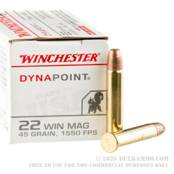 2000 Rounds of .22 WMR Ammo by Winchester Dynapoint - 45gr CPHP