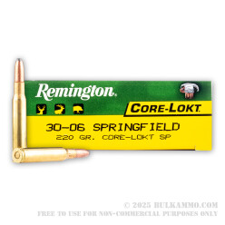 20 Rounds of 30-06 Springfield Ammo by Remington - 220gr SP