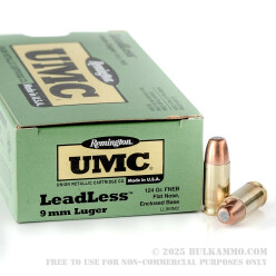 50 Rounds of 9mm Ammo by Remington Leadless - 124gr FNEB