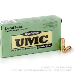 50 Rounds of 9mm Ammo by Remington Leadless - 124gr FNEB