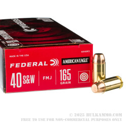 50 Rounds of .40 S&W Ammo by Federal - 165gr FMJ