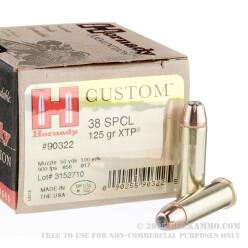 250 Rounds of .38 Spl Ammo by Hornady - 125gr JHP