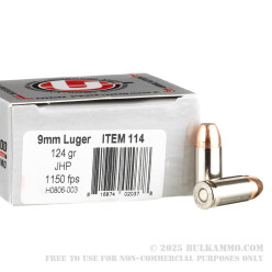 20 Rounds of 9mm Ammo by Underwood - 124gr JHP