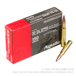 20 Rounds of 30-06 Springfield Ammo by Aguila - 150gr SP