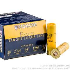 25 Rounds of 20ga Ammo by Fiocchi - 7/8 ounce #7 1/2 shot