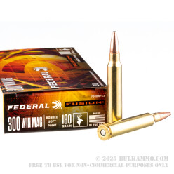 20 Rounds of .300 Win Mag Ammo by Federal - 180gr Fusion