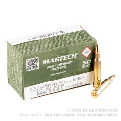 50 Rounds of 5.56x45 Ammo by Magtech - 55gr FMJ M193