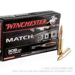 20 Rounds of .308 Win Ammo by Winchester Supreme Match - 168gr HPBT MatchKing