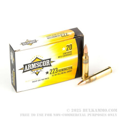 20 Rounds of .223 Ammo by Armscor - 62gr FMJBT