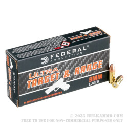 50 Rounds of 9mm Ammo by Federal Ultra - 115gr FMJ