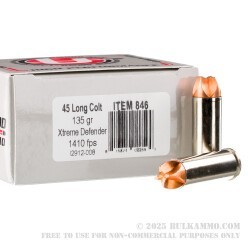 20 Rounds of .45 Long Colt Ammo by Underwood - 135gr Xtreme Defender