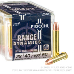 50 Rounds of .22 WMR Ammo by Fiocchi - 40gr TMJ